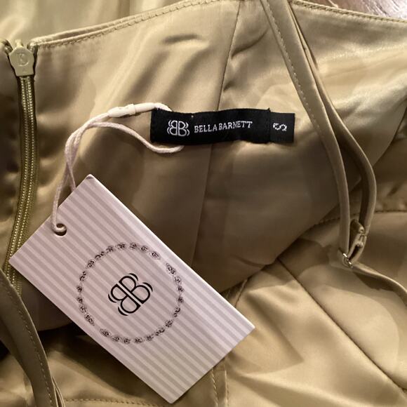 Bella Barnett Olive Green Satin corset Knee length pencil Dress NWT size small - Picture 12 of 12